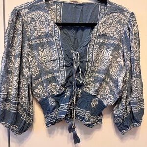 Bohemian Blue Paisley Women's Top